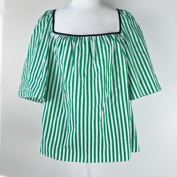 TUCKERNUCK Preppy Beachy Pomander Place Green Stripe Celia Top Relaxed Fit  XXL - Picture 4 of 8